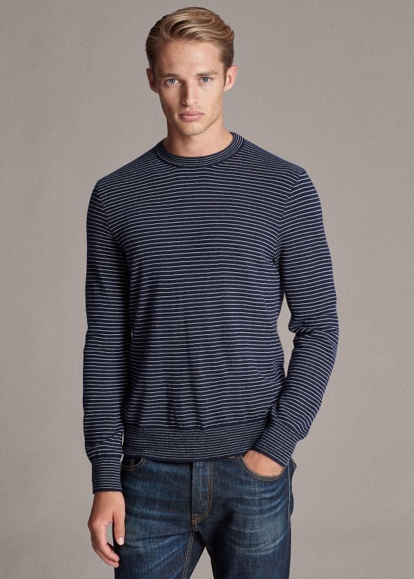 Sueter Ralph Lauren Hombre Azul Marino / Blancos - Striped Cashmere - RVGQY3419